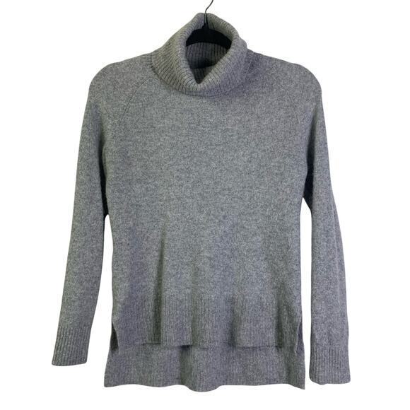 41 HAWTHORNE Sweater Porella Small Gray Cashmere Ribbed Turtle Neck High Low Hem - Picture 1 of 12